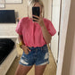 Cropped Bubble Top - Pink
