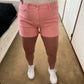 Pink Fade Washed Stretch Denim Shorts