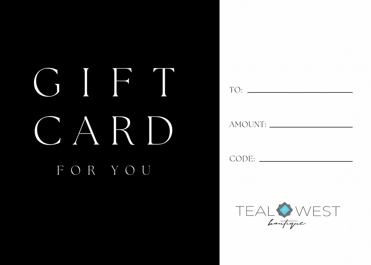 Teal West Boutique Gift Card